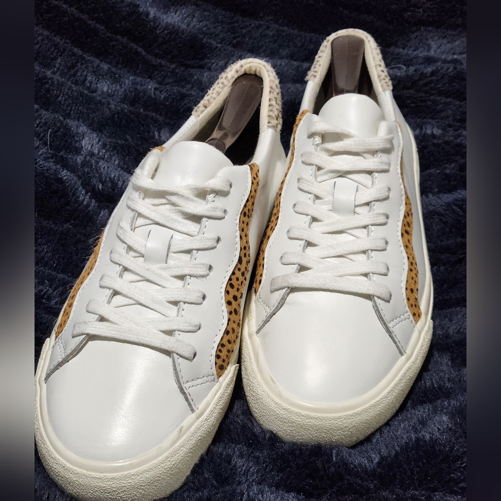 Madewell Sidewalk White Leather Calf Hair Wave Edition Sneaker Women's Sz 7.5